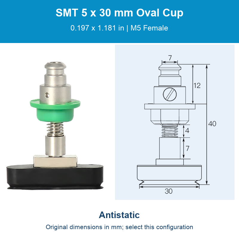 SMT 5 x 30 mm (0.197 x 1.181 in) - Antistatic - M5 Female original photograph and dimensions