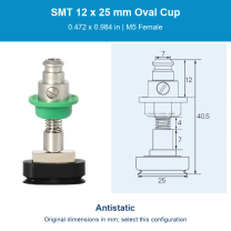 SMT 12 x 25 mm (0.472 x 0.984 in) - Antistatic - M5 Female original photograph and dimensions