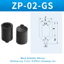 ZP-02-GS — Black Antistatic Silicone — original photo and dimension drawing