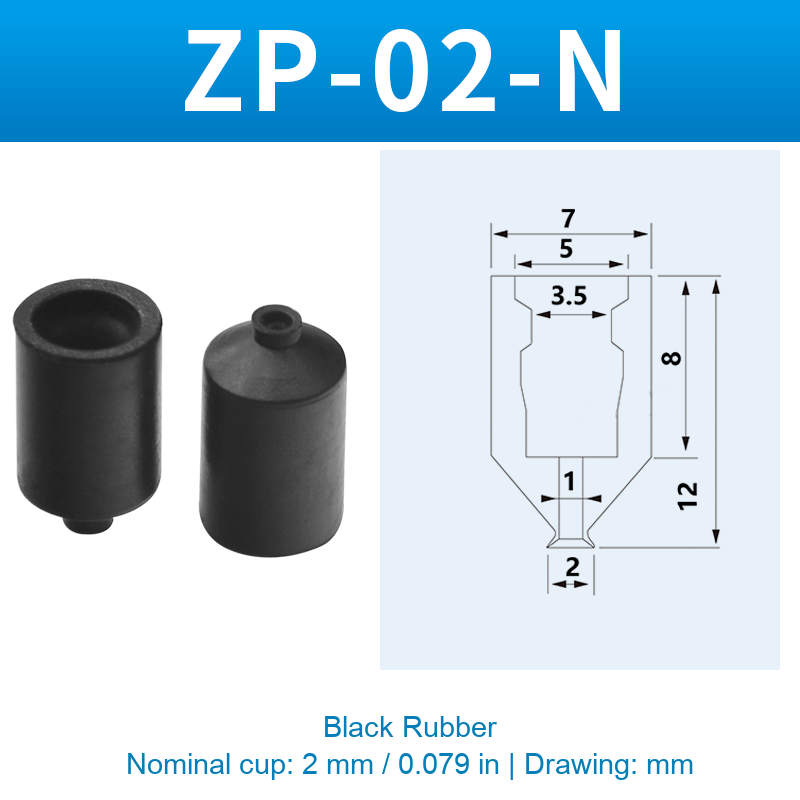 ZP-02-N — Black Rubber — original photo and dimension drawing