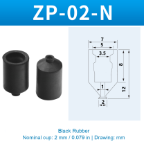 ZP-02-N — Black Rubber — original photo and dimension drawing