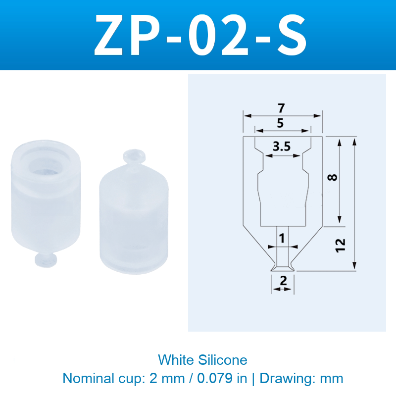 ZP-02-S — White Silicone — original photo and dimension drawing