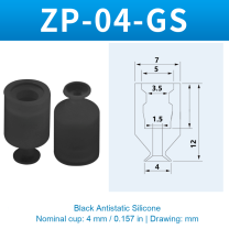 ZP-04-GS — Black Antistatic Silicone — original photo and dimension drawing