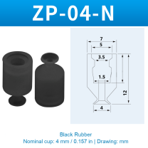 ZP-04-N — Black Rubber — original photo and dimension drawing
