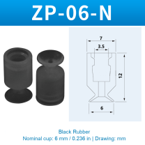 ZP-06-N — Black Rubber — original photo and dimension drawing