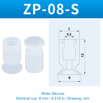 ZP-08-S — White Silicone — original photo and dimension drawing
