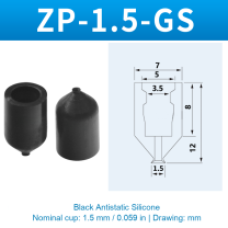 ZP-1.5-GS — Black Antistatic Silicone — original photo and dimension drawing