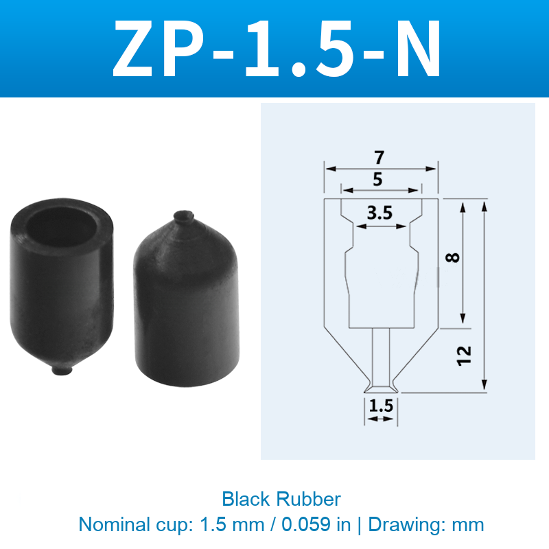 ZP-1.5-N — Black Rubber — original photo and dimension drawing