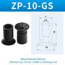 ZP-10-GS — Black Antistatic Silicone — original photo and dimension drawing