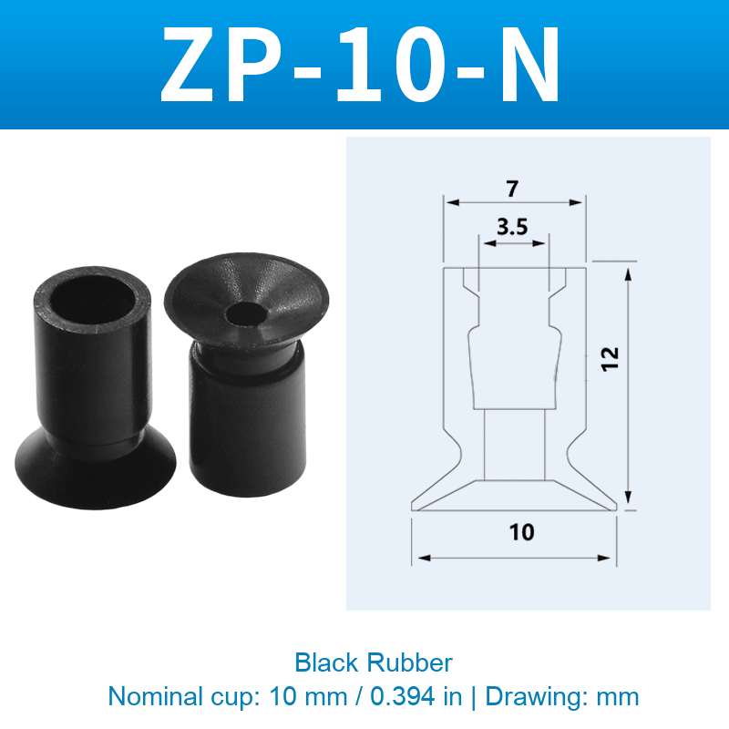 ZP-10-N — Black Rubber — original photo and dimension drawing