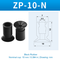 ZP-10-N — Black Rubber — original photo and dimension drawing