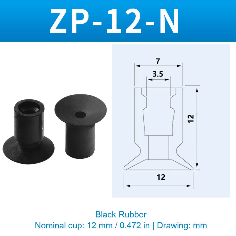 ZP-12-N — Black Rubber — original photo and dimension drawing