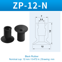 ZP-12-N — Black Rubber — original photo and dimension drawing