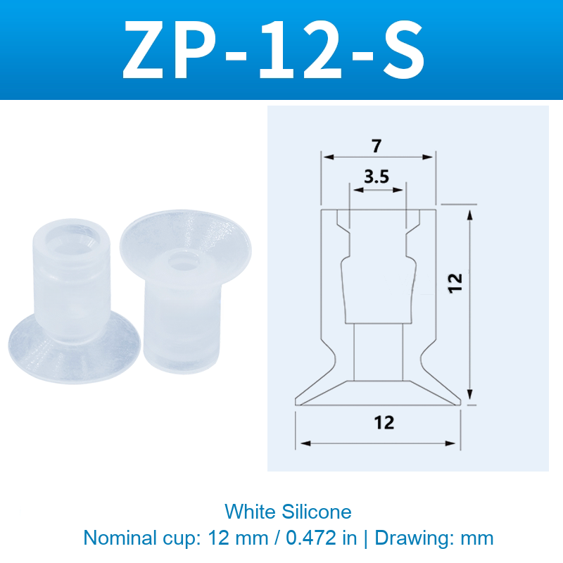 ZP-12-S — White Silicone — original photo and dimension drawing