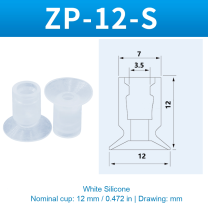 ZP-12-S — White Silicone — original photo and dimension drawing