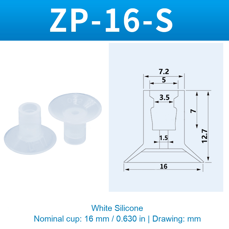 ZP-16-S — White Silicone — original photo and dimension drawing