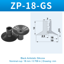 ZP-18-GS — Black Antistatic Silicone — original photo and dimension drawing