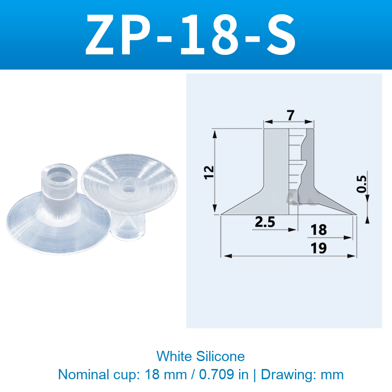ZP-18-S — White Silicone — original photo and dimension drawing