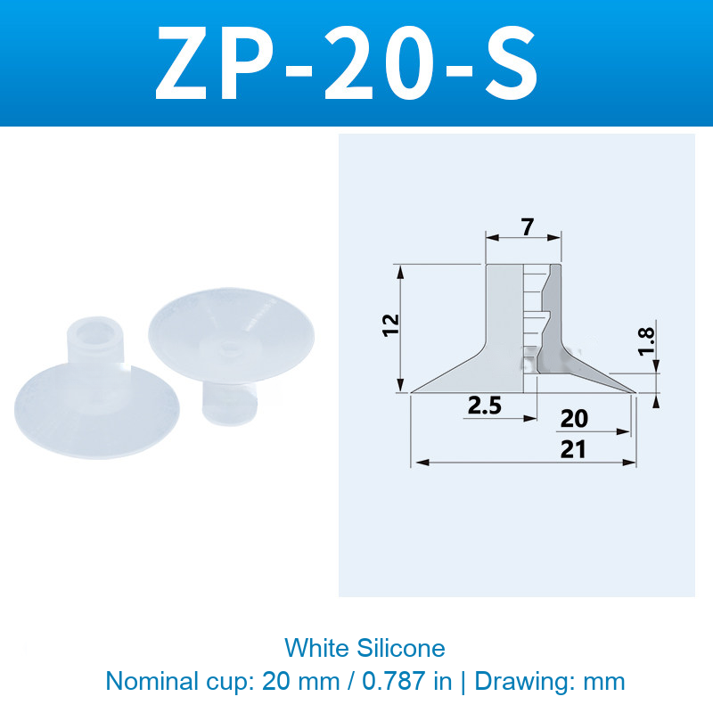 ZP-20-S — White Silicone — original photo and dimension drawing