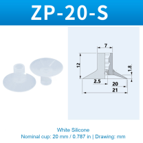 ZP-20-S — White Silicone — original photo and dimension drawing
