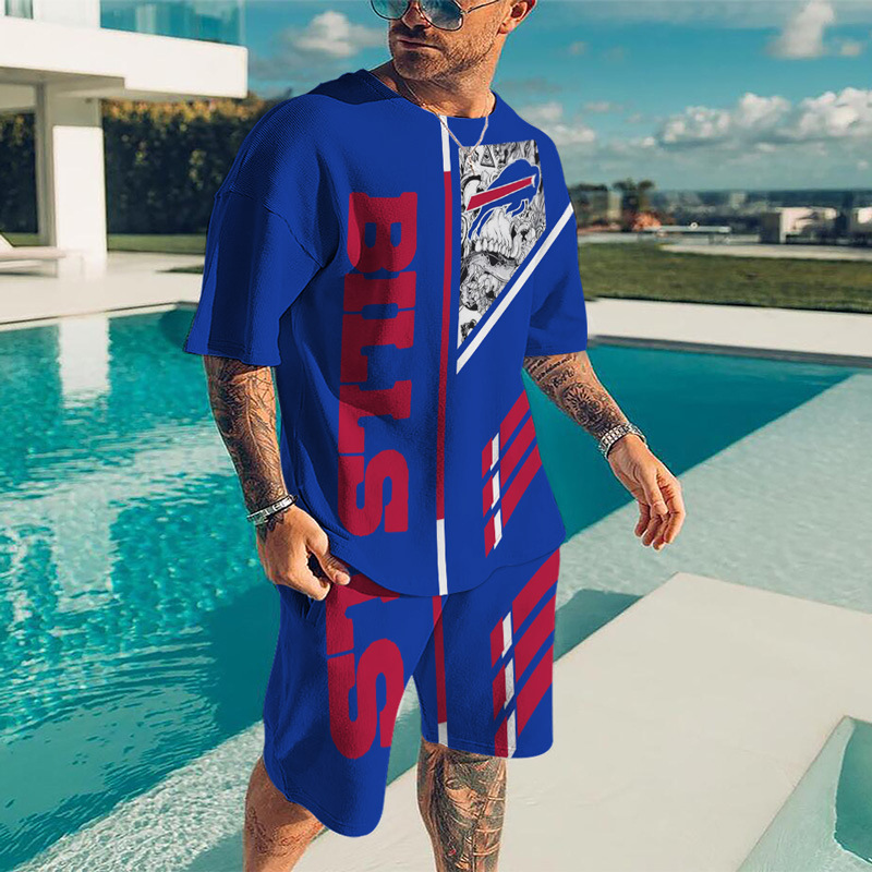 Men's Buffalo Bills 3D Print Short Sleeve T-Shirt & Shorts Set