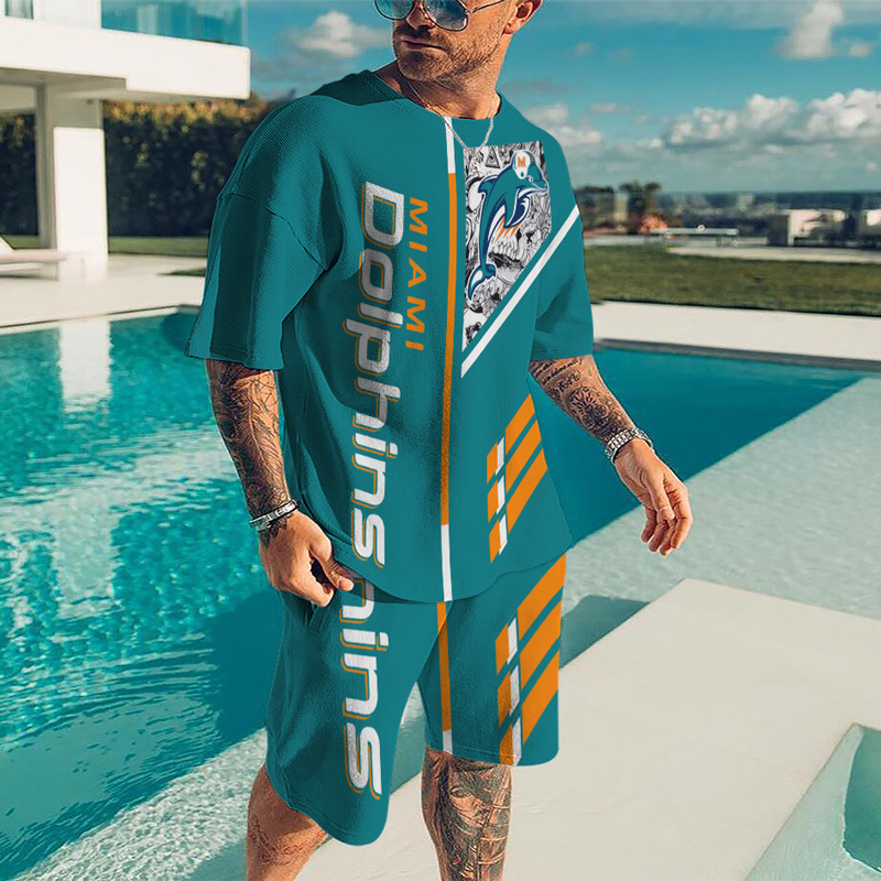 Men's Miami Dolphins 3D Print Short Sleeve T-Shirt & Shorts Set