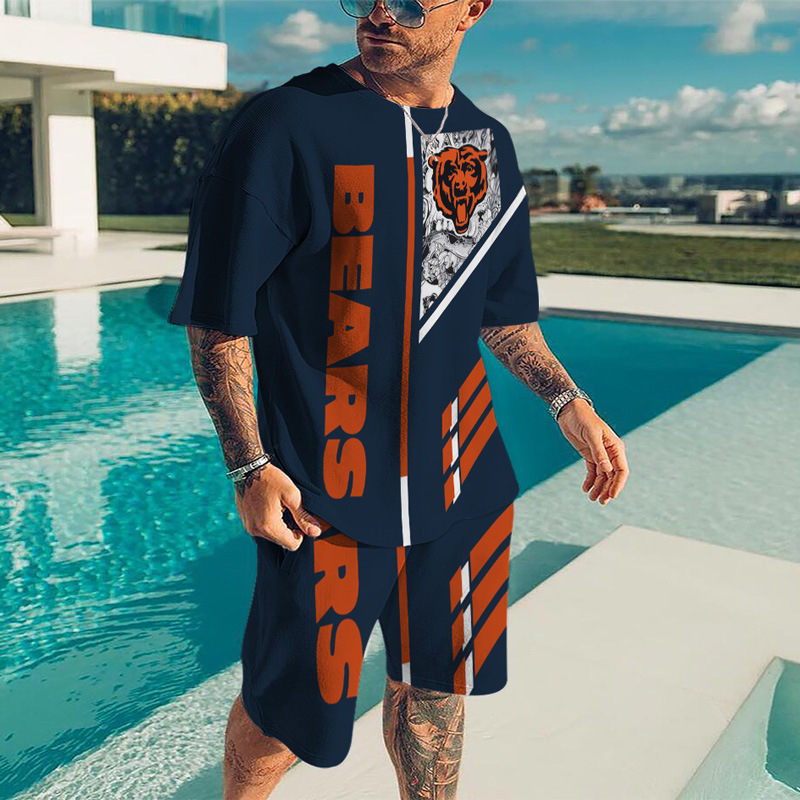 Men's Chicago Bears 3D Print Short Sleeve T-Shirt & Shorts Set