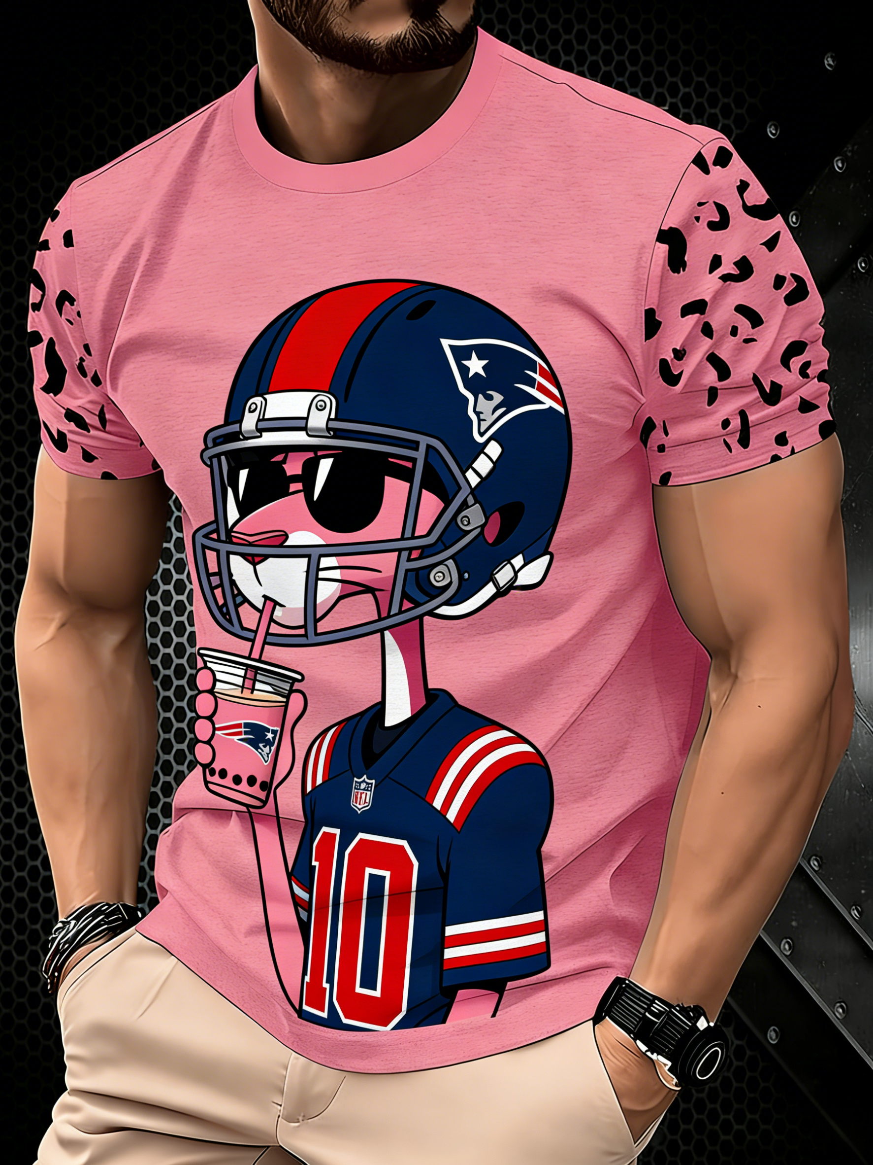 New England Patriots Pink Panther 3D Printed T-shirt