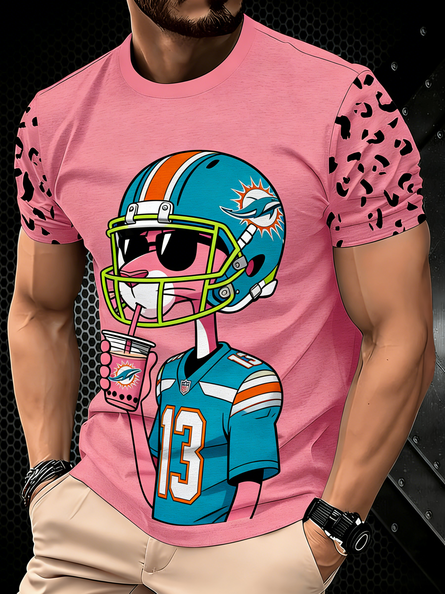 Miami Dolphins Pink Panther 3D Printed T-shirt