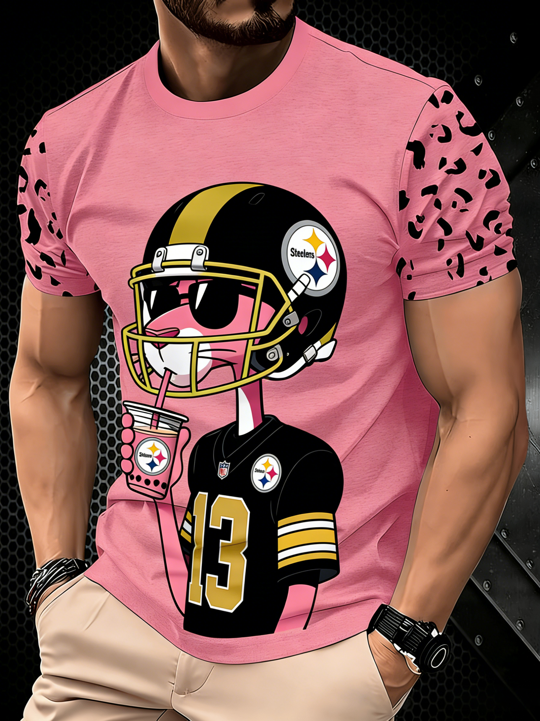 Pittsburgh Steelers Pink Panther 3D Printed T-shirt