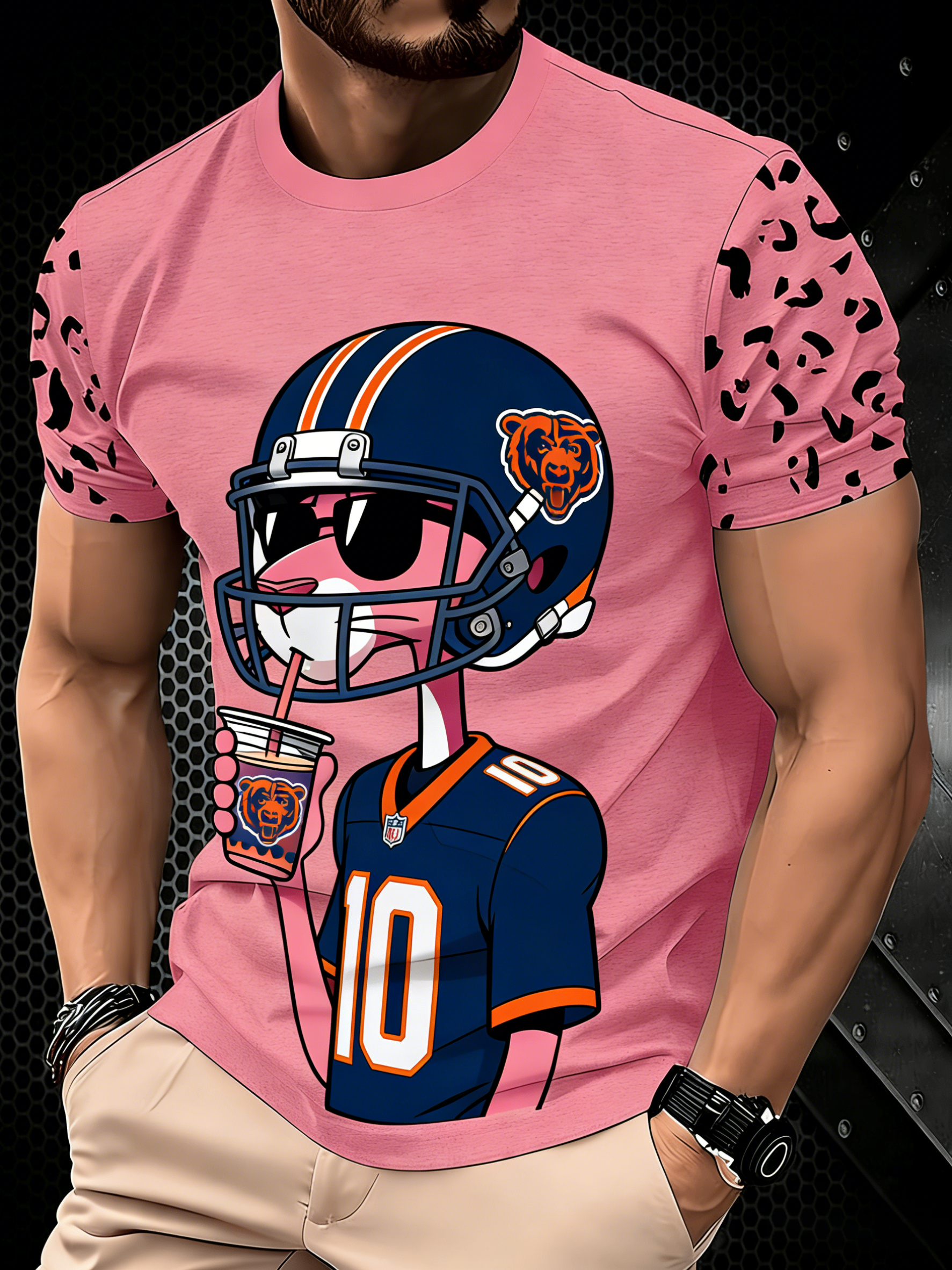Chicago Bears Pink Panther 3D Printed T-shirt