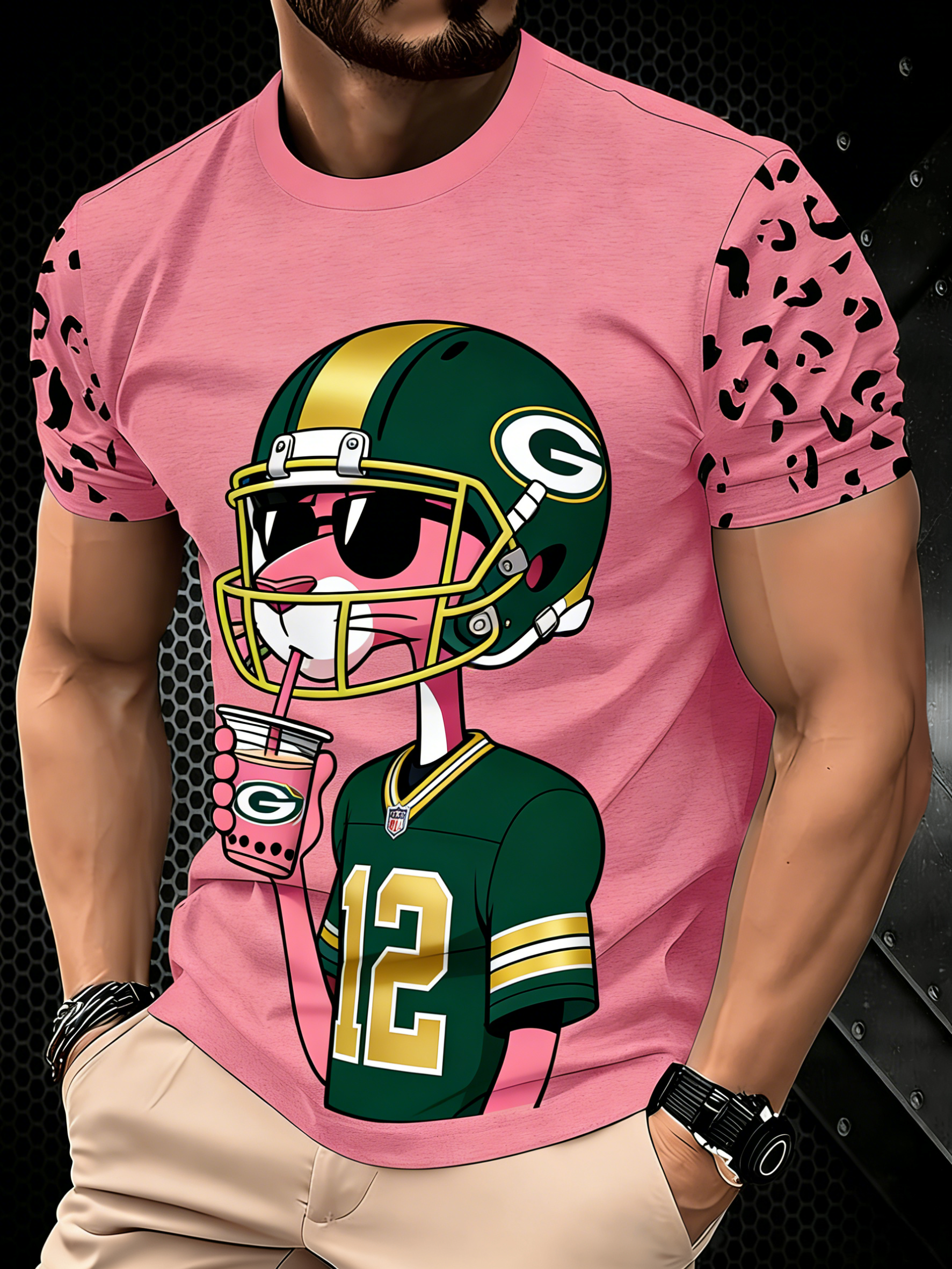 Green Bay Packers Pink Panther 3D Printed T-shirt