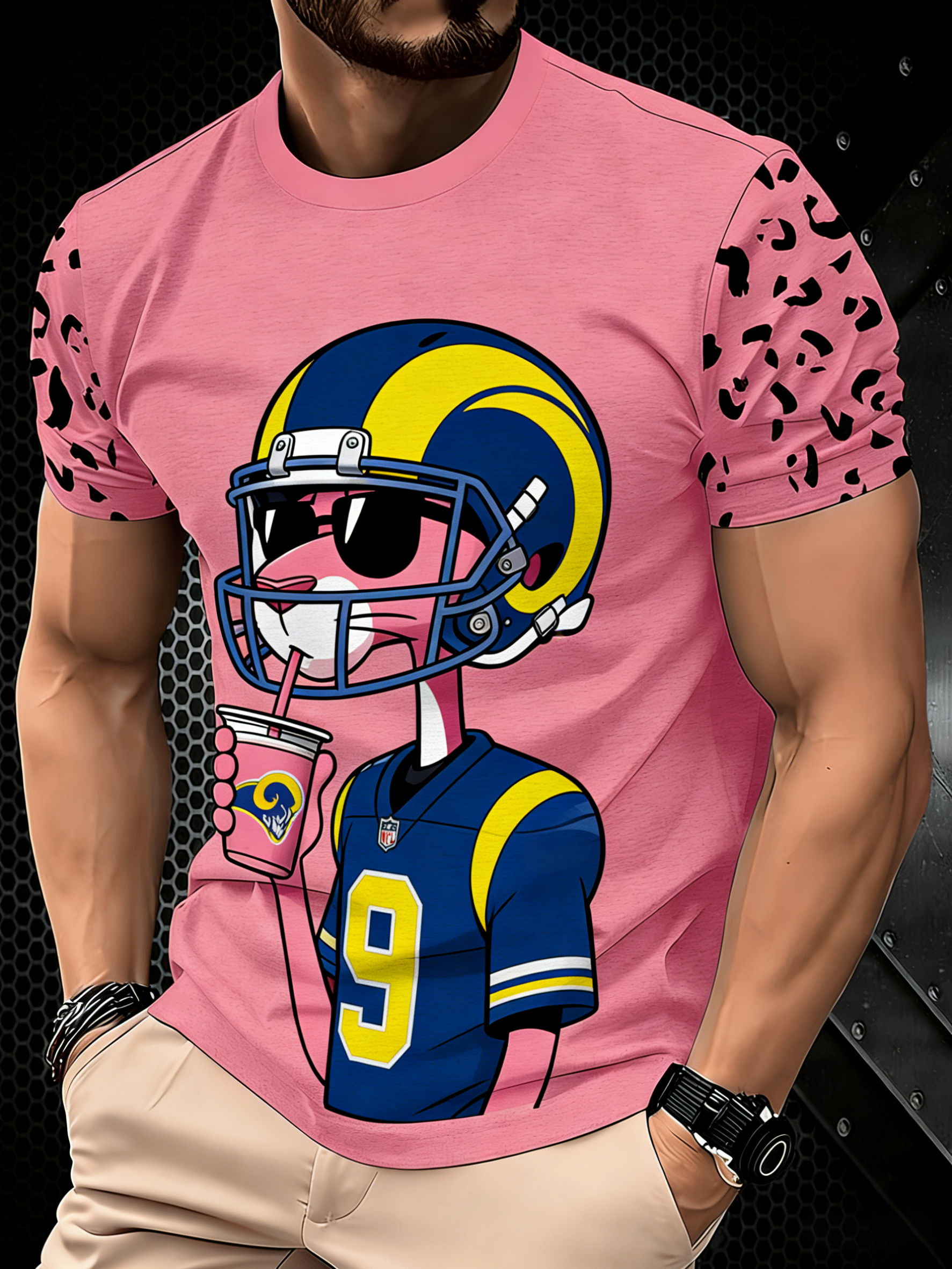 Los Angeles Rams Pink Panther 3D Printed T-shirt