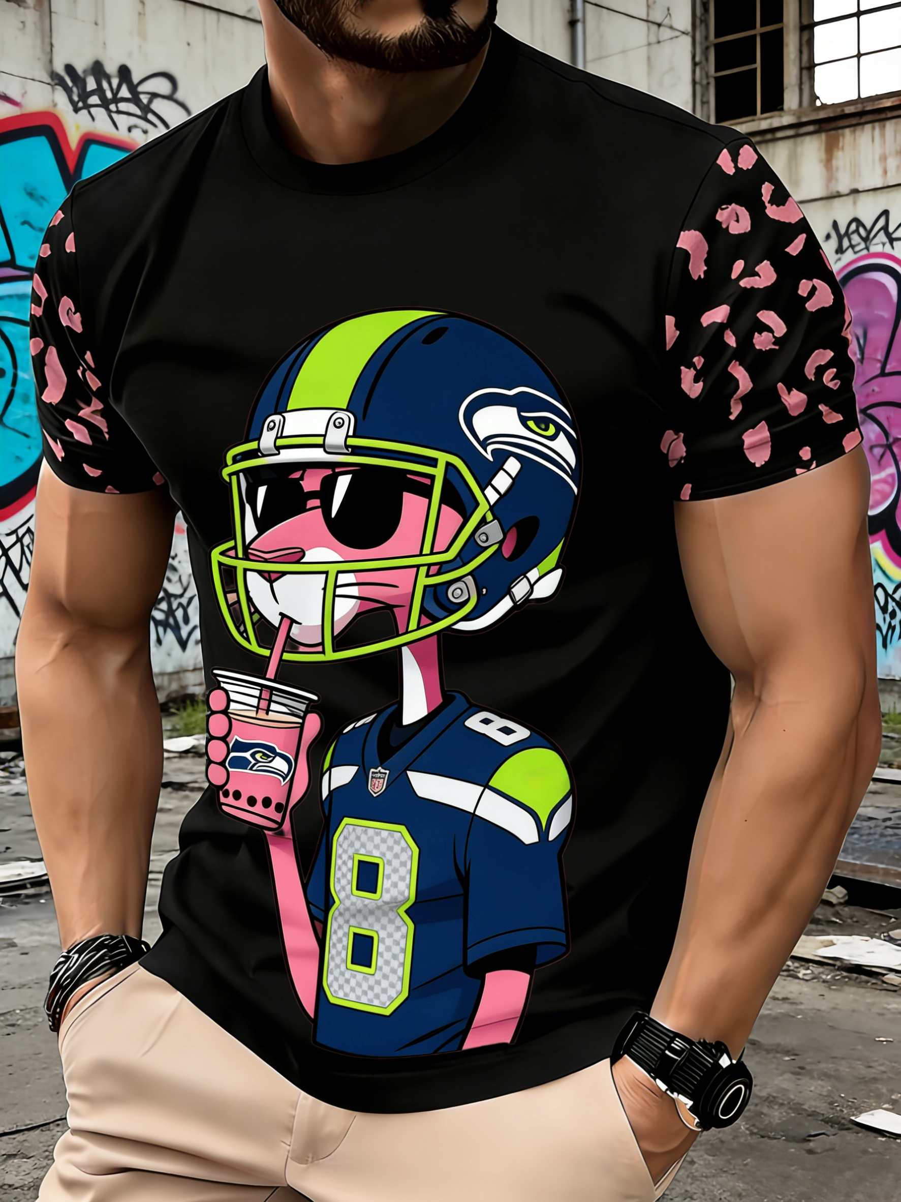 Football Team Pink Panther 3D Printed T-shirt