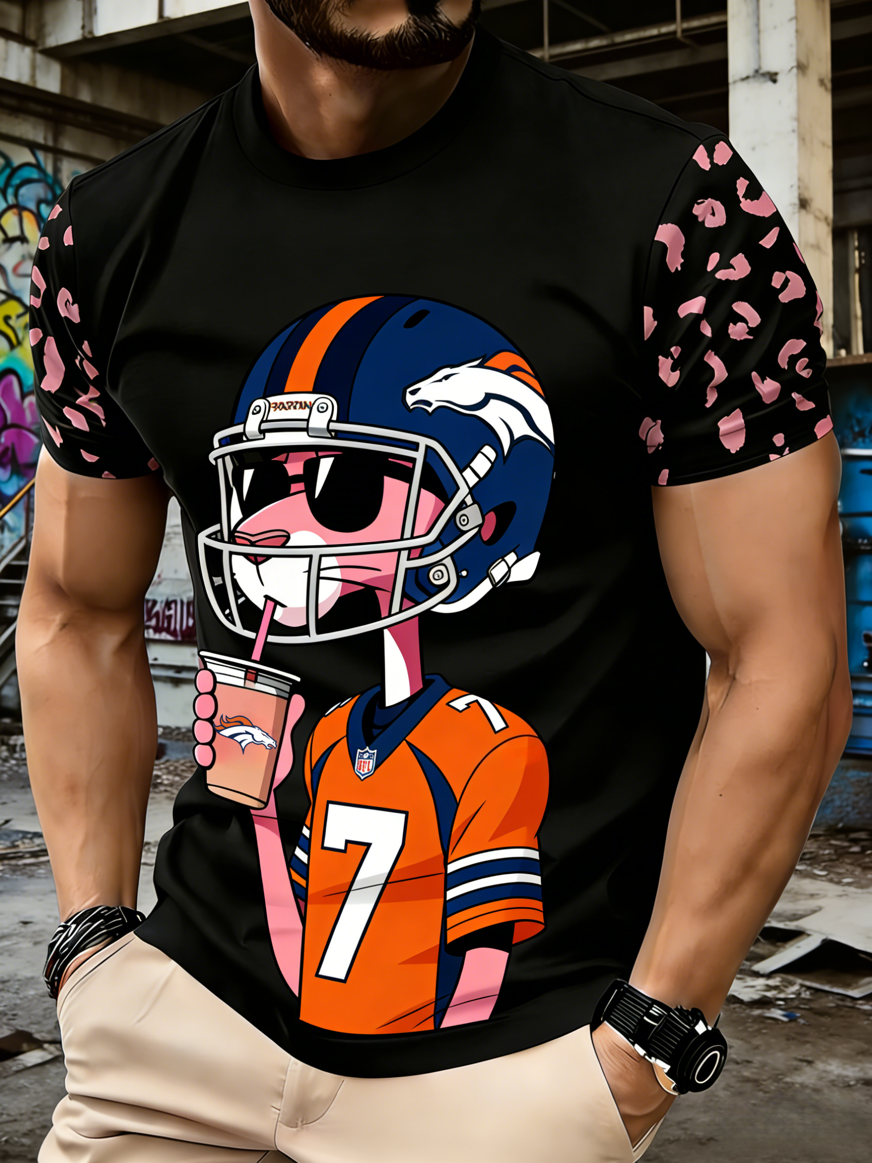 Football Team Pink Panther 3D Printed T-shirt