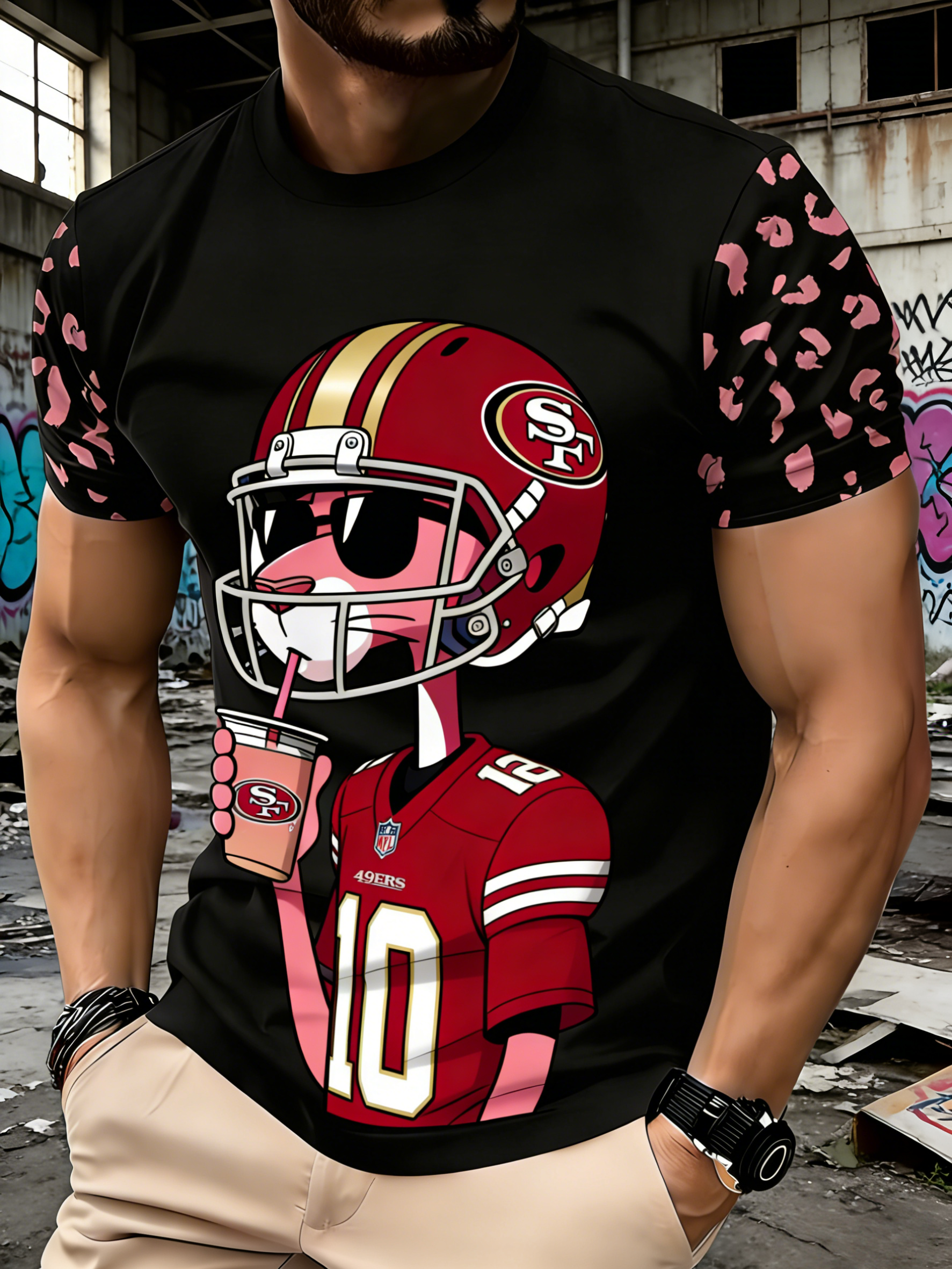 Football Team Pink Panther 3D Printed T-shirt