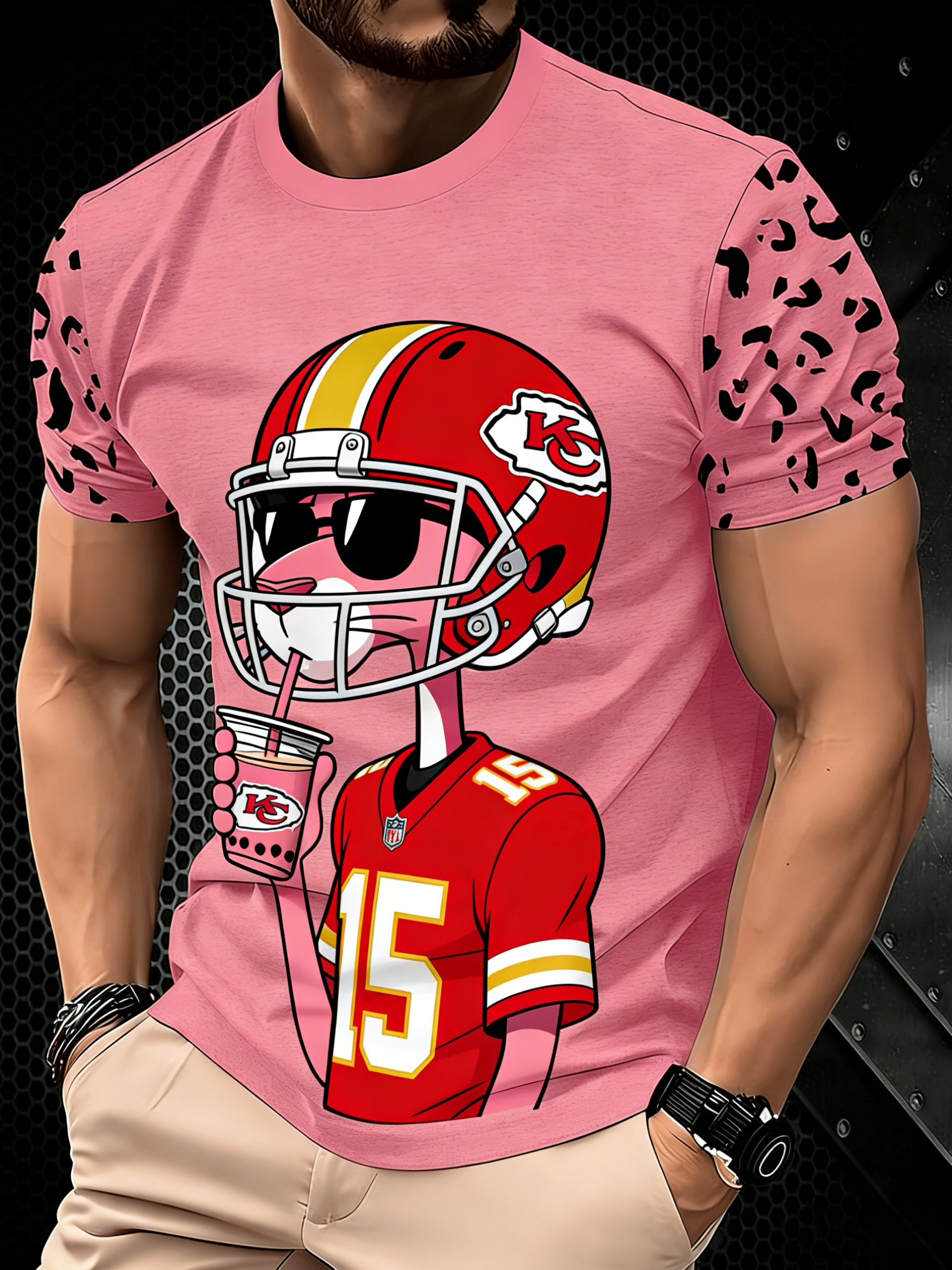 Kansas City Chiefs Pink Panther 3D Printed T-shirt