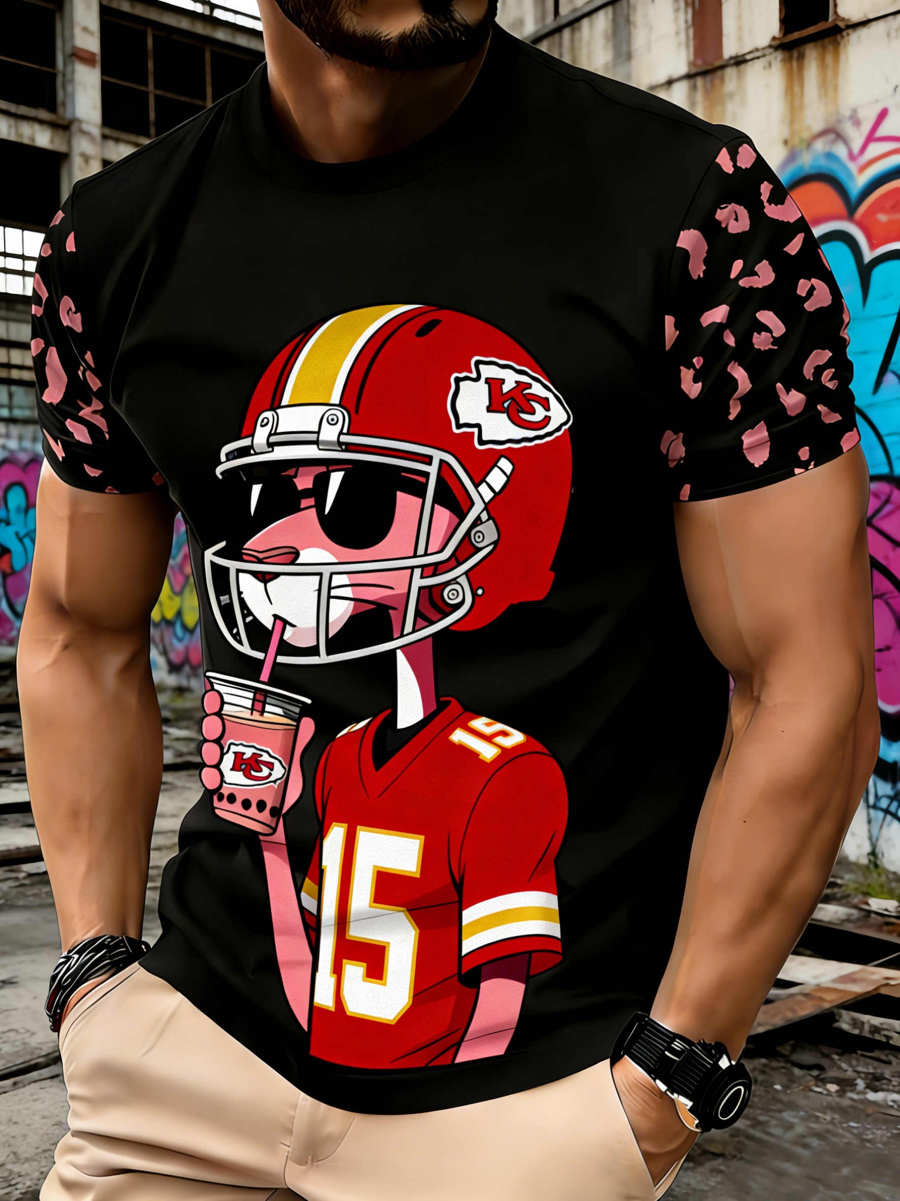 Football Team Pink Panther 3D Printed T-shirt