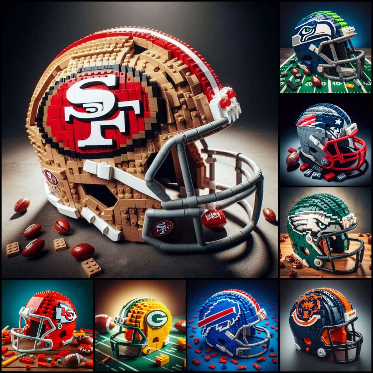 Football Team Helmet Building Blocks