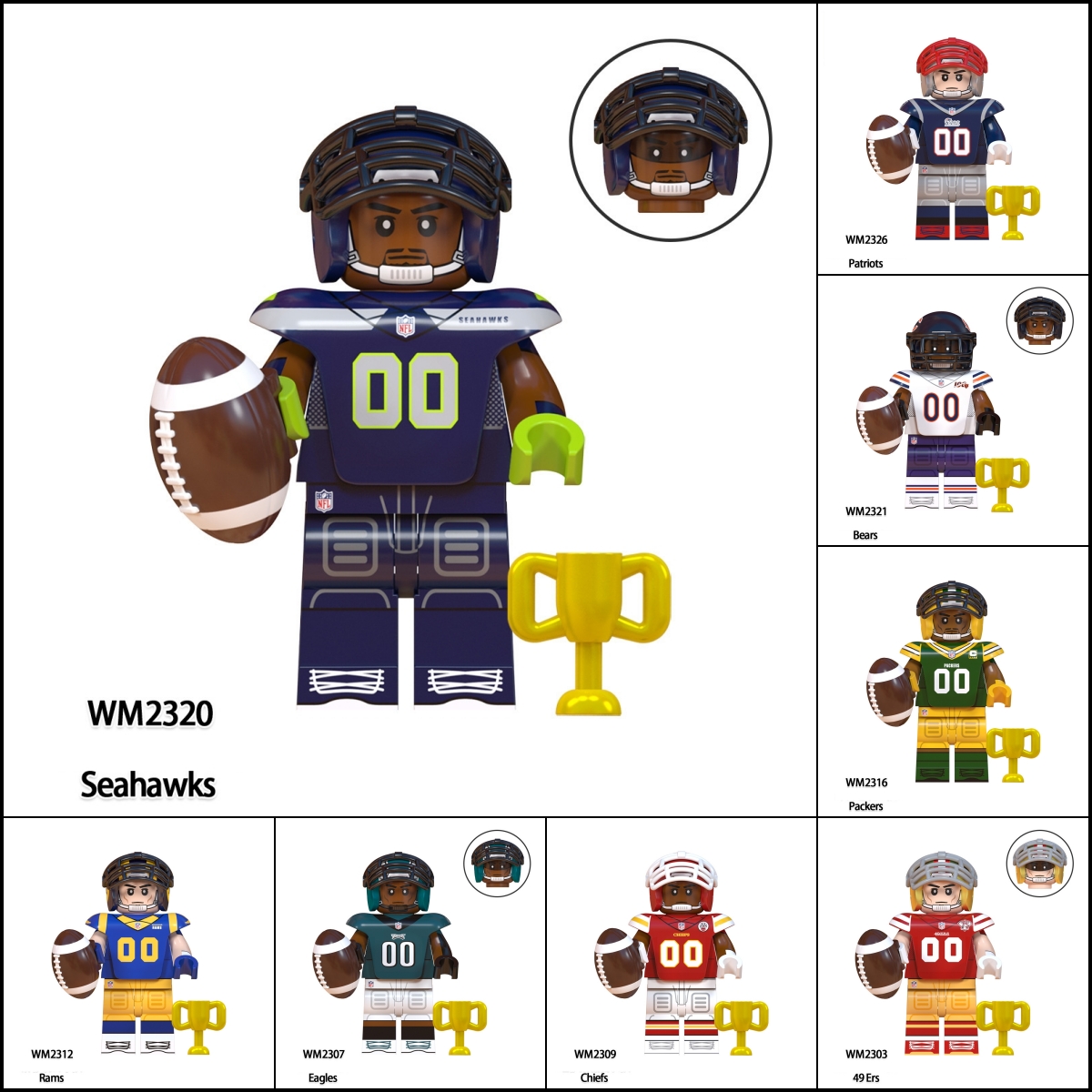 2026 New Football Team Figure Building Blocks