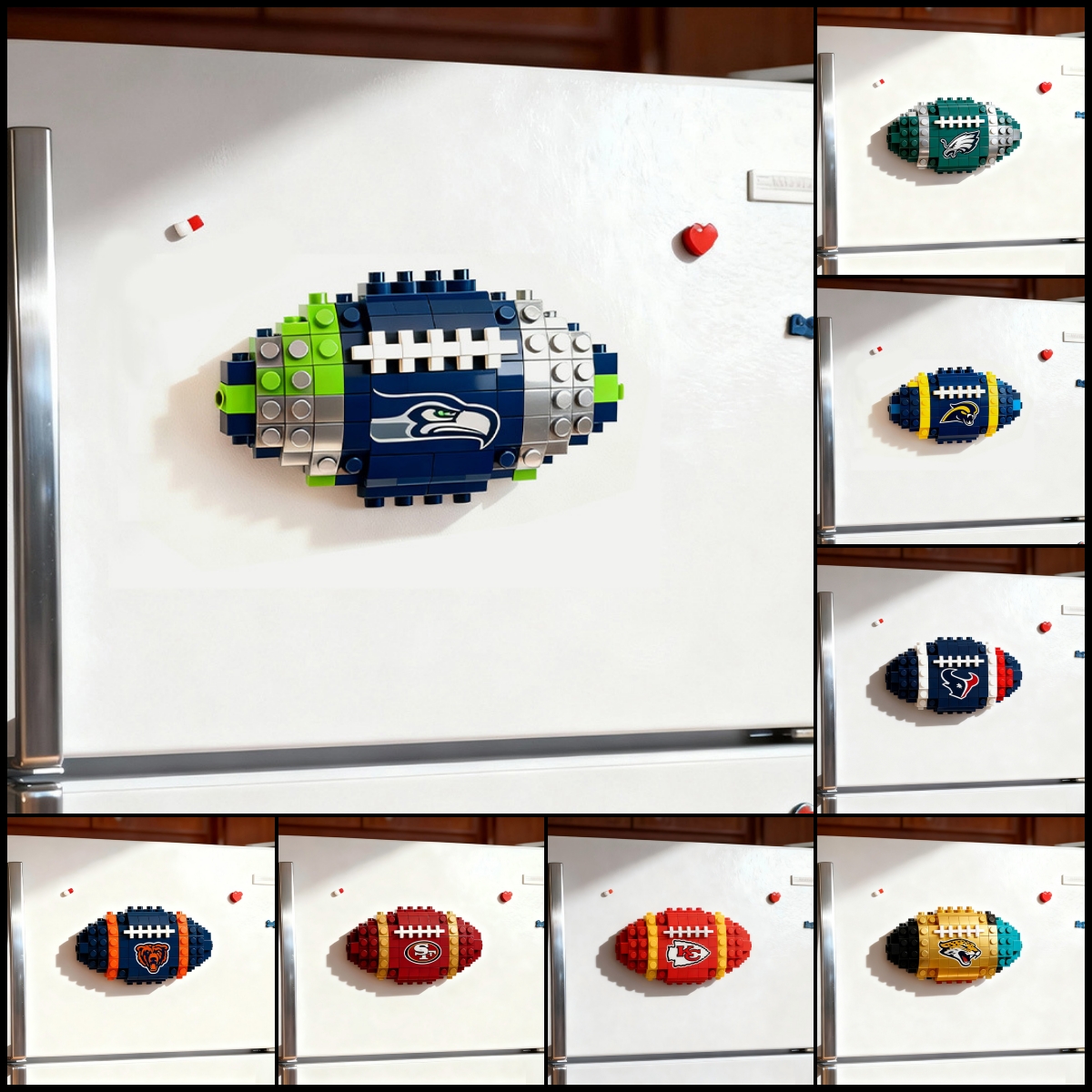 2026 New Football Team Building Blocks Refrigerator Magnet