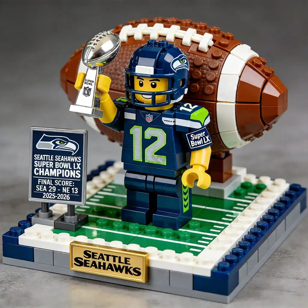 2026 New Seattle Seahawks Champions Brick Buiding Blocks Set Building Blocks