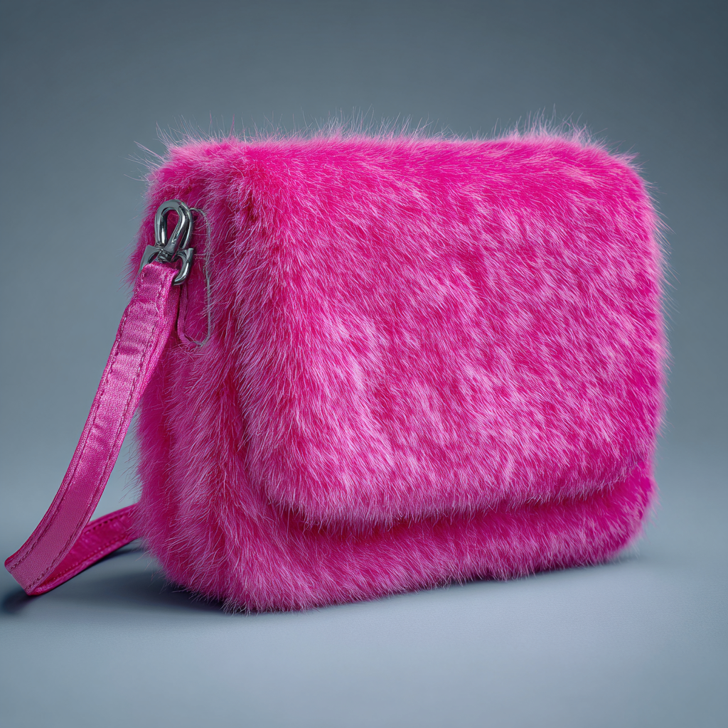 Damen Felltasche - Umhängetasche aus Fell - pink - modernes minimalistisches Design - klein-Craftuse