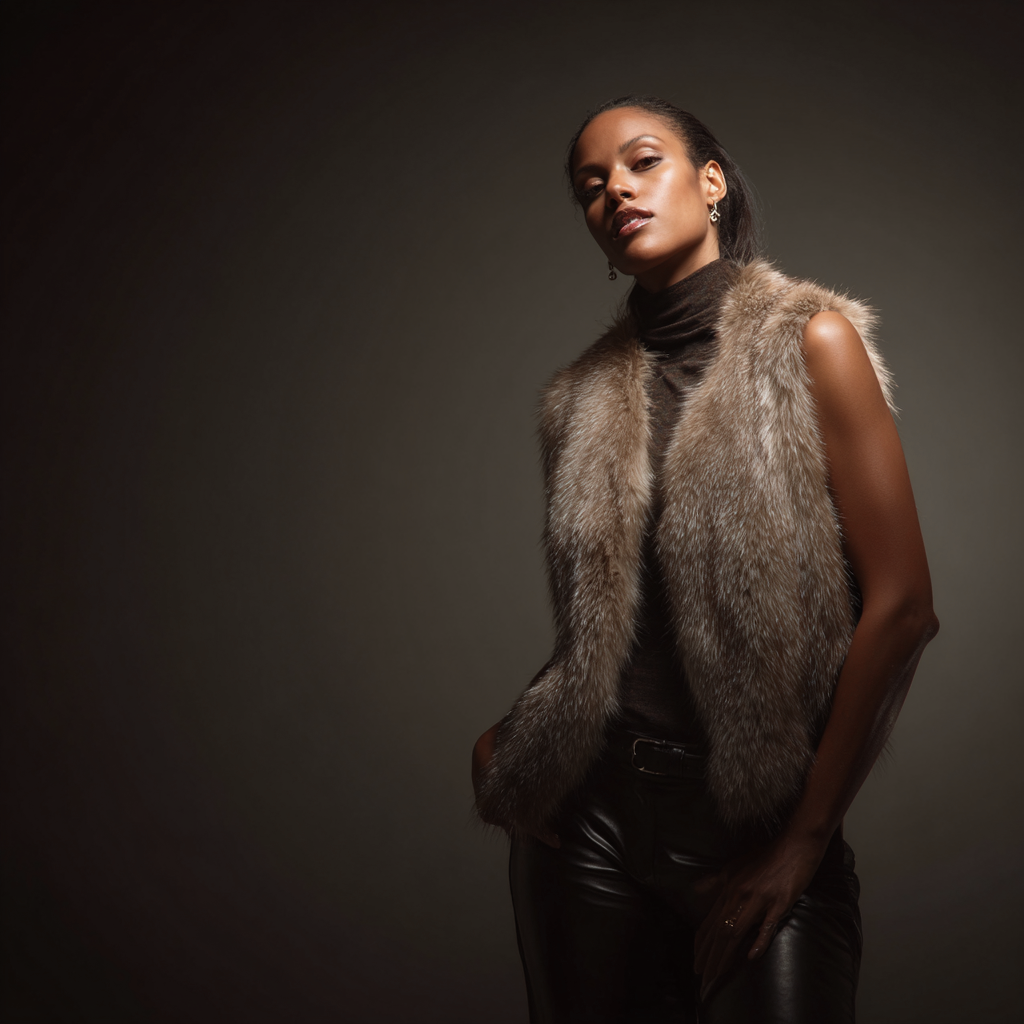 Damen Nerzweste - Echtpelz - Bernsteinbraun - Eleganter Schnitt - Herbst-Winterstil - Größe S-Craftuse