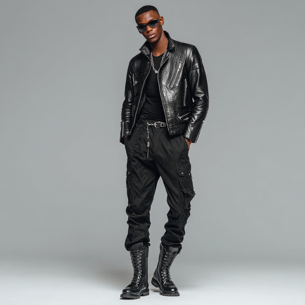 Herren Lederjacke - Herren - Echtleder - Schwarz - Kurze Bikerjacke im Streetstyle - Größe L-Craftuse