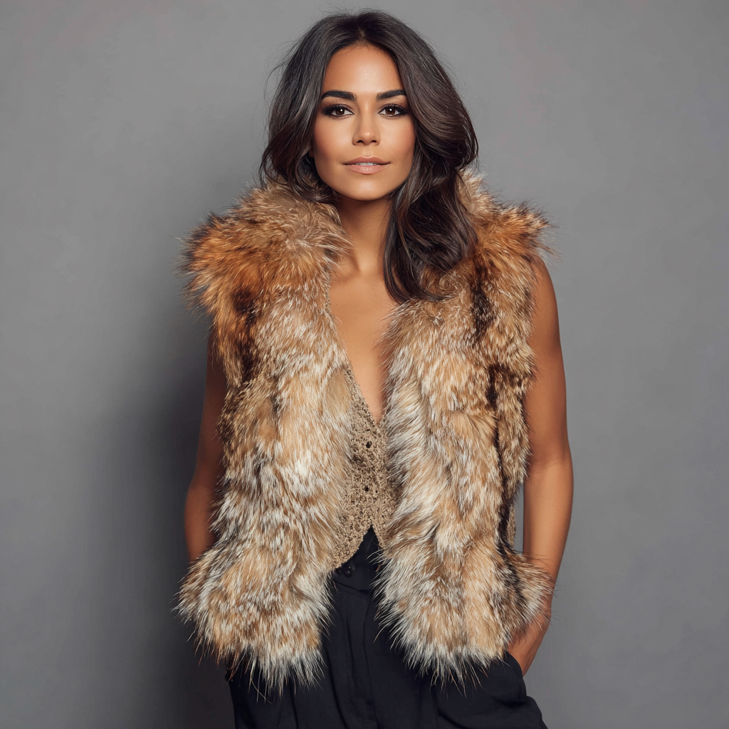 Damen Nerzweste - Echtpelz - Kupferbraun - Klassischer Schnitt - Herbst-Winterstil - Größe M-Craftuse