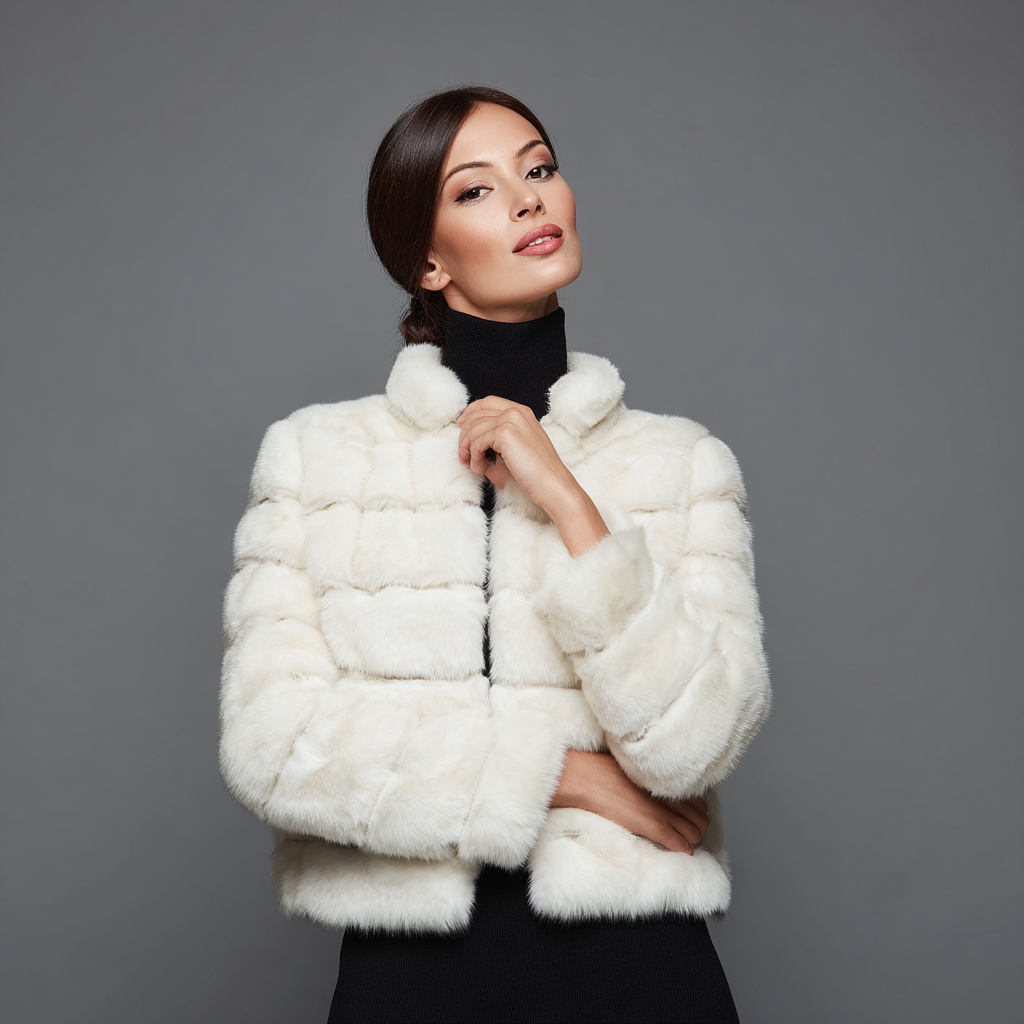 Damen Nerzmantel - Jacke - Nerz - Weiß - Kurz - Einheitsgröße-Craftuse