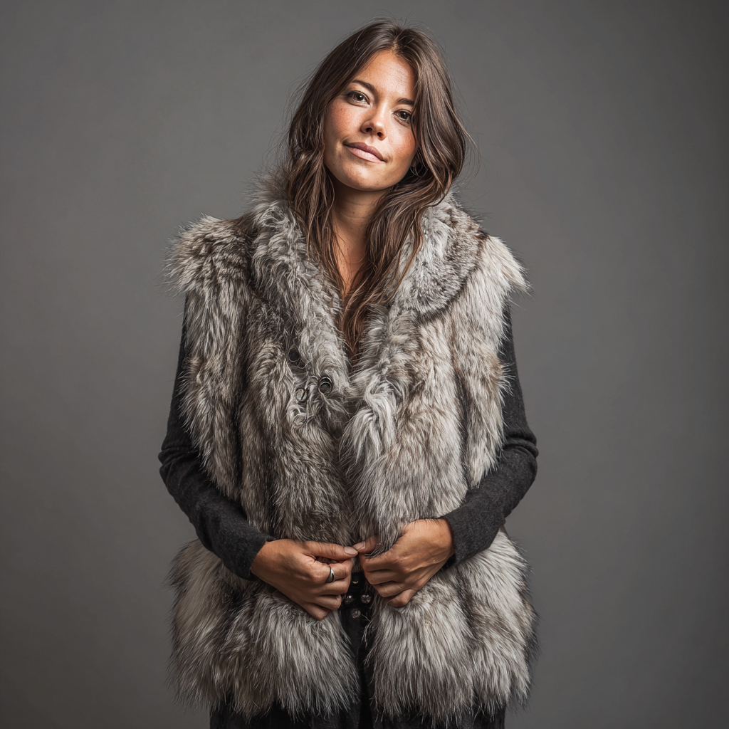 Damen Nerzweste - Echtpelz - Hellgrau - Klassischer Schnitt - Winterstil - Größe M-Craftuse