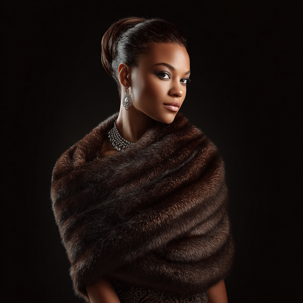 Damen Nerzstola - Damen - Echtpelz - Dunkelbraun - Klassisches Schultercape für Abendmode - Größe M-Craftuse