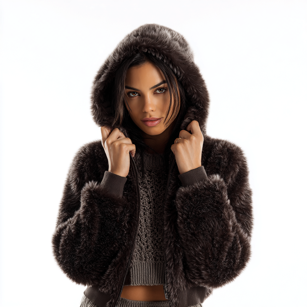 Damen Nerzmantel - Bomberjacke - Nerz - Dunkelbraun - Kurz - Einheitsgröße-Craftuse